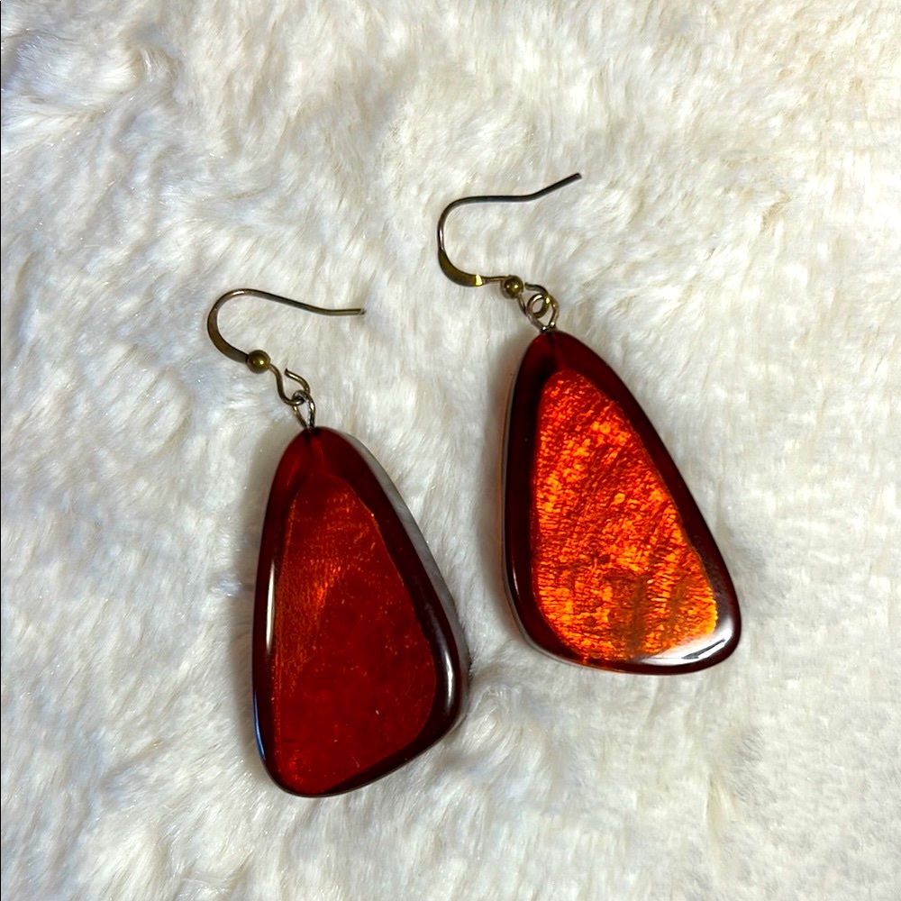 Dark Amber colored Teardrop Earrings